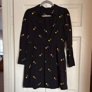 Allegra K Black and Yellow Long Sleeve Sundress